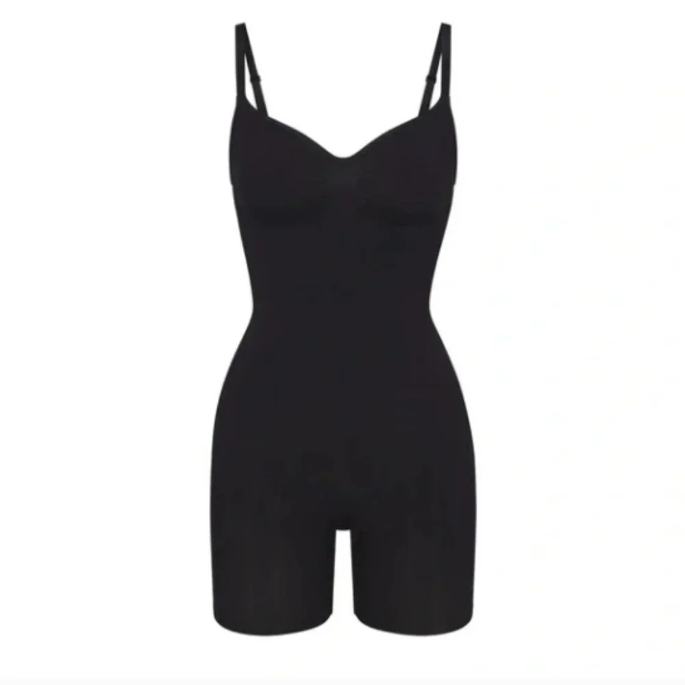 SKIMS Seamless Sculpt Mid Thigh Bodysuit Womens 2XL XXL Onyx Black Shapewear - Picture 1 of 8